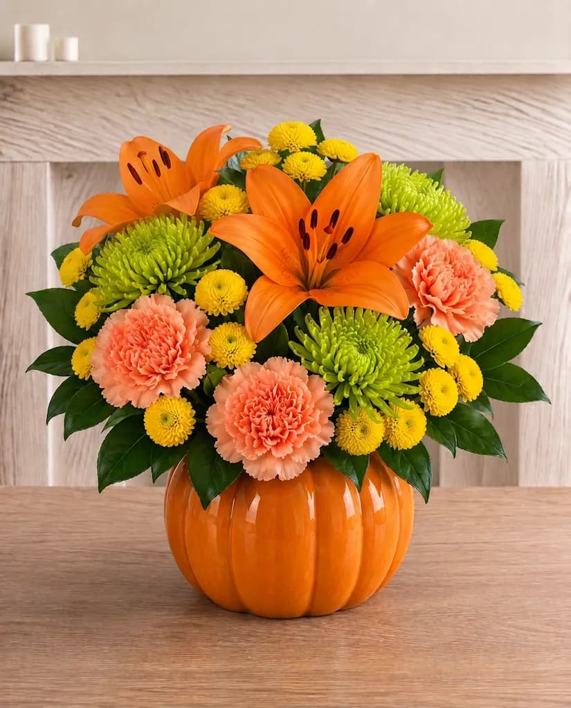 Golden Hour Pumpkin Arrangement