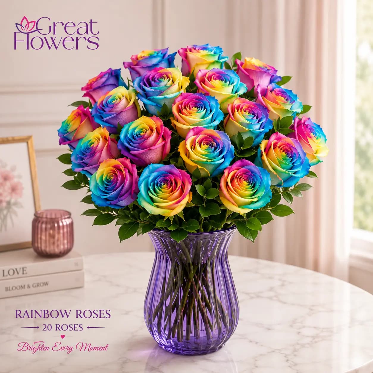 Rainbow Rose Bouquet